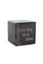 Load image into Gallery viewer, Black Zebra Marble &#39;One Day At A Time&#39; Paperweight - MirthSlinger

